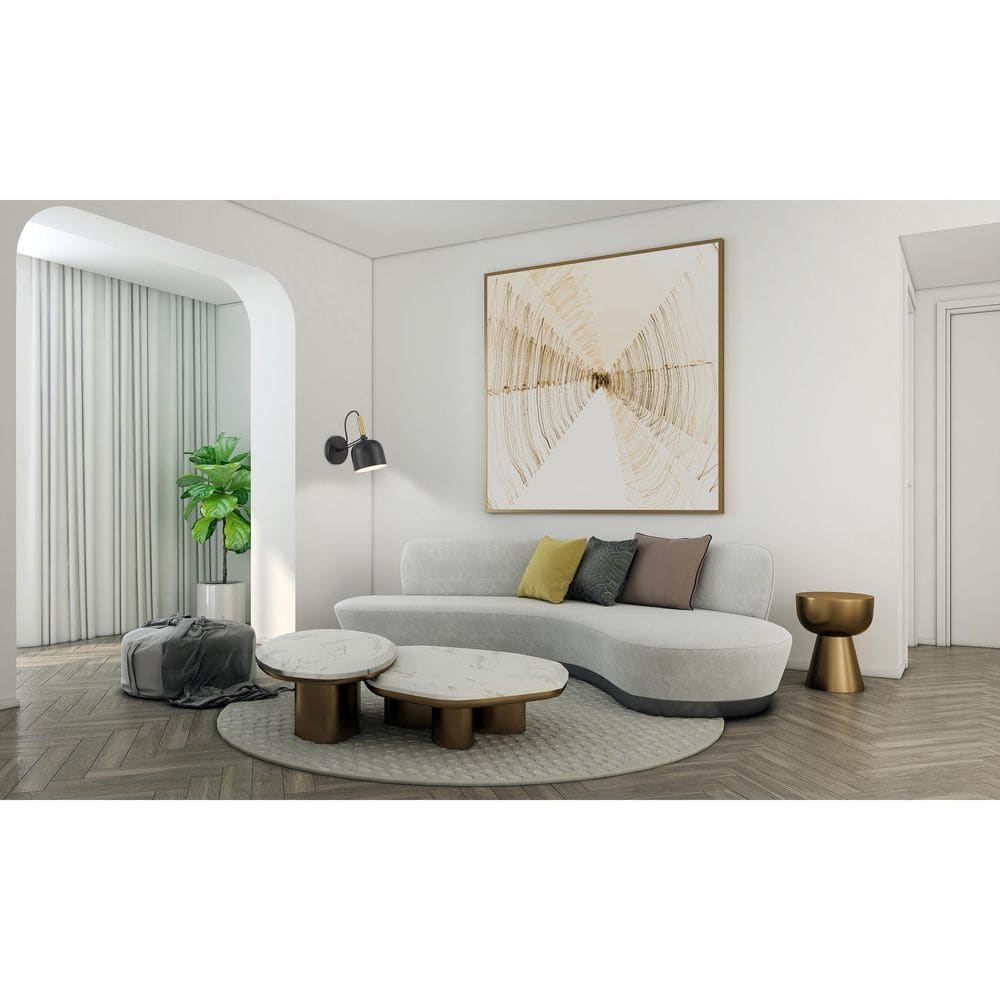 Ponti 9.5 in. Antique Brushed Brass, Black Integrated LED Swing Arm Lamp with Antique Brushed Brass Steel Shade price history on PriceWatchPro