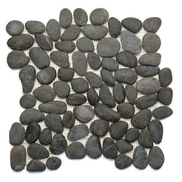 Solistone Anatolia Honed Black Sea 12 in. x 12 in. x 12.7 mm Stone Pebble Mosaic Floor and Wall Tile (10 sq. ft. / case)