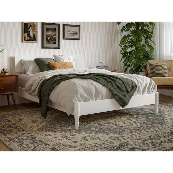 AFI Aria White Solid Wood Frame Full Modern Low Profile Platform Bed