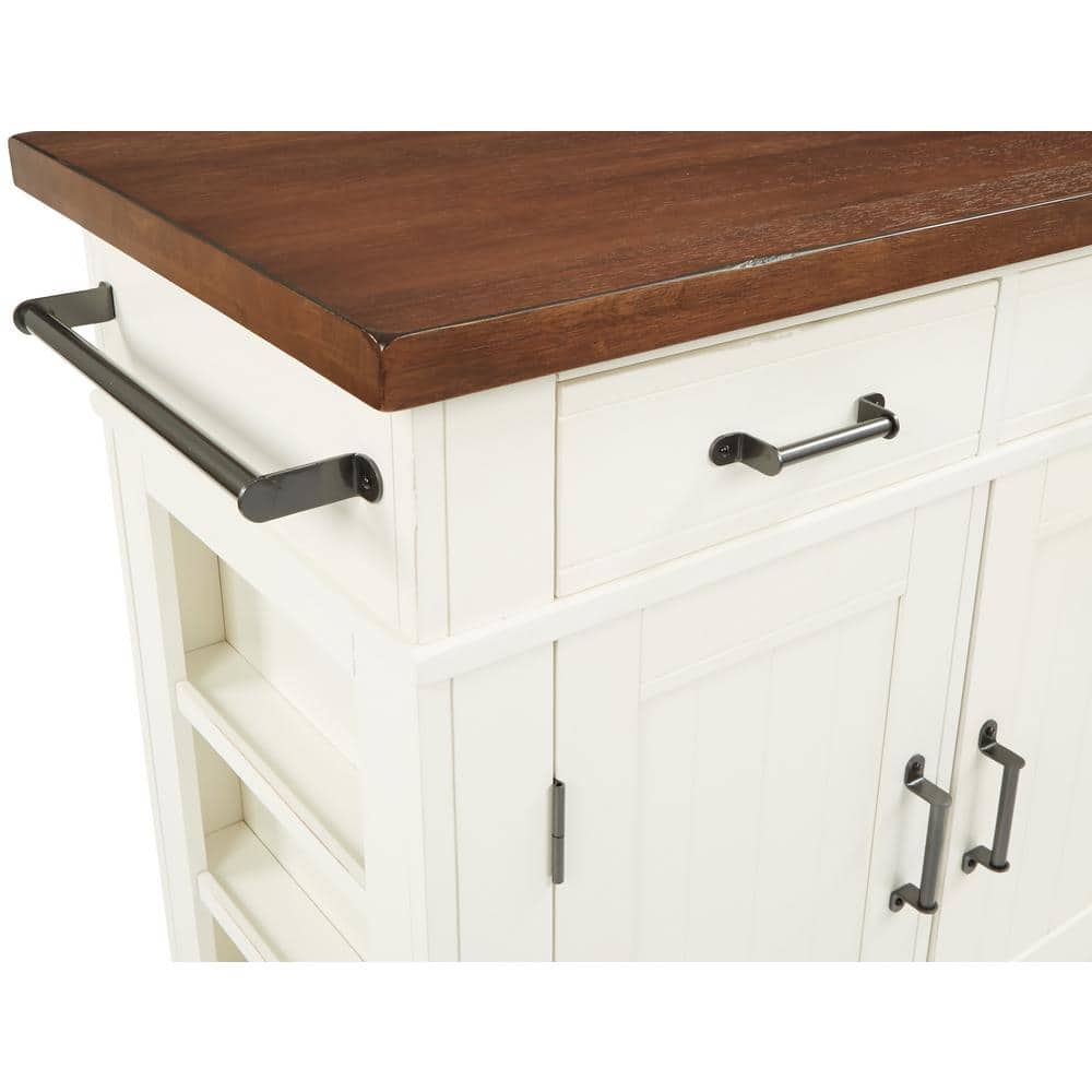 Urban Farmhouse 50'' White Kitchen Island with Vintage Oak Accents