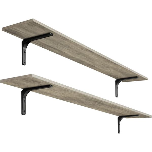 Unbranded 55.1 in. W x 7.9 in. D Gray Wash Floating Shelves Decorative Wall Shelf
