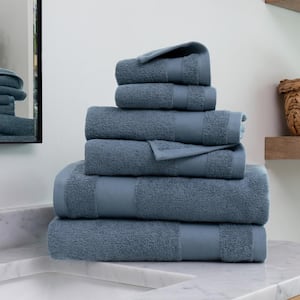 6-Piece Light Blue Ultra Soft Cotton Bath Towel Set