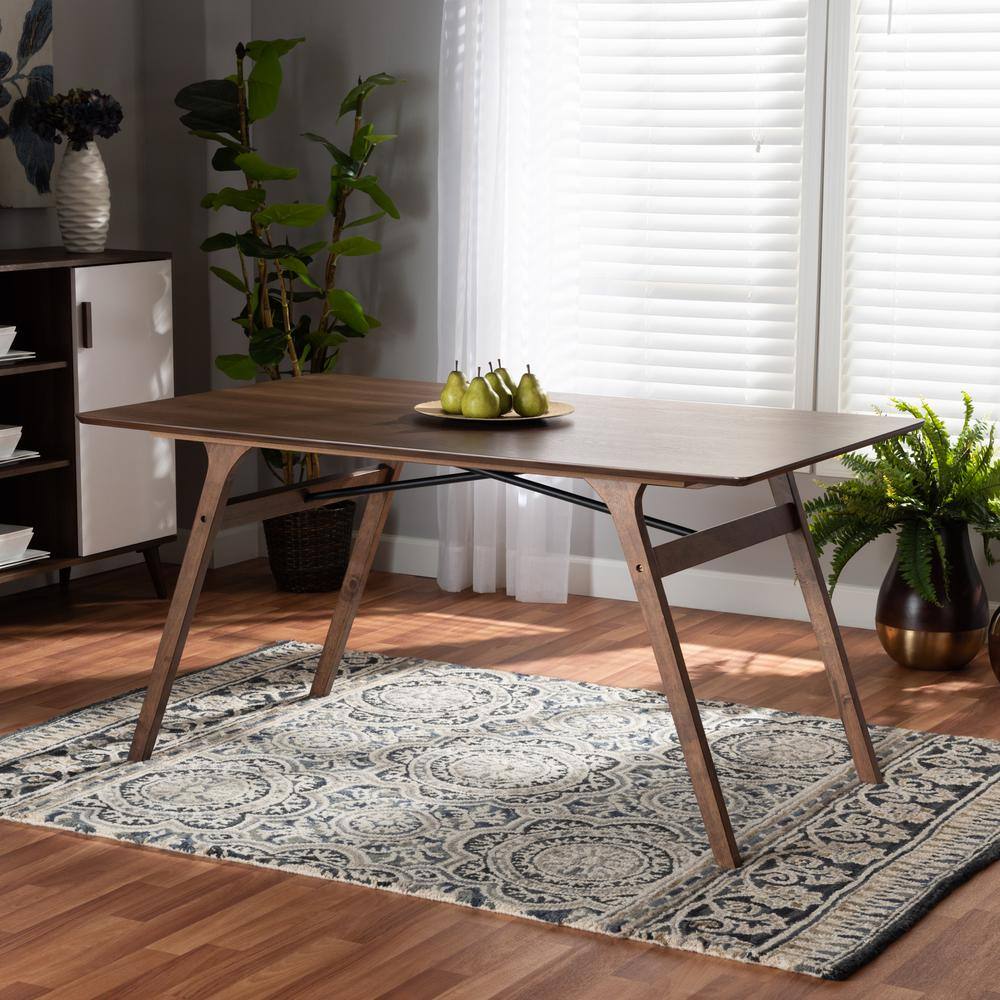 Saxton Mid-Century Walnut Wood Dining Table - Seats Six