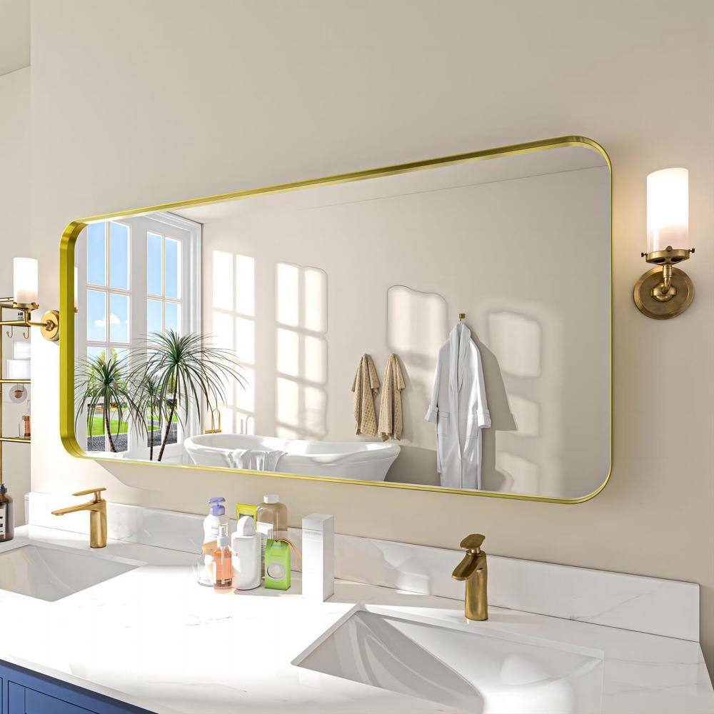 TOOLKISS 60 in. W x 28 in. H Rectangular Aluminum Framed Wall Bathroom ...