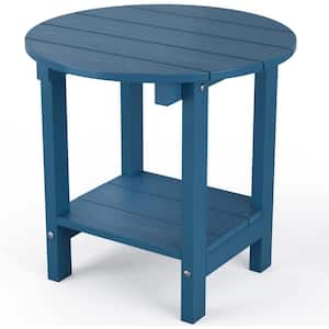 17-5/8 in. H Navy Round Plastic Outdoor Patio Side Table