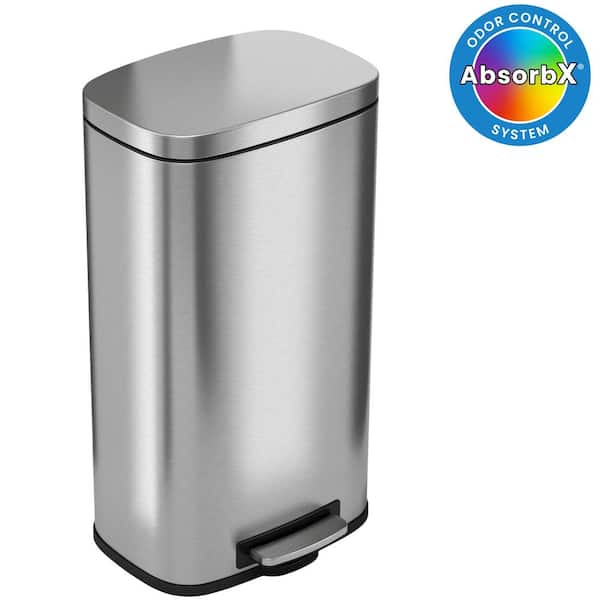 iTouchless 8 Gal. / 30 Liter Stainless Steel SoftStep Household Metal Trash Can with Odor Filter
