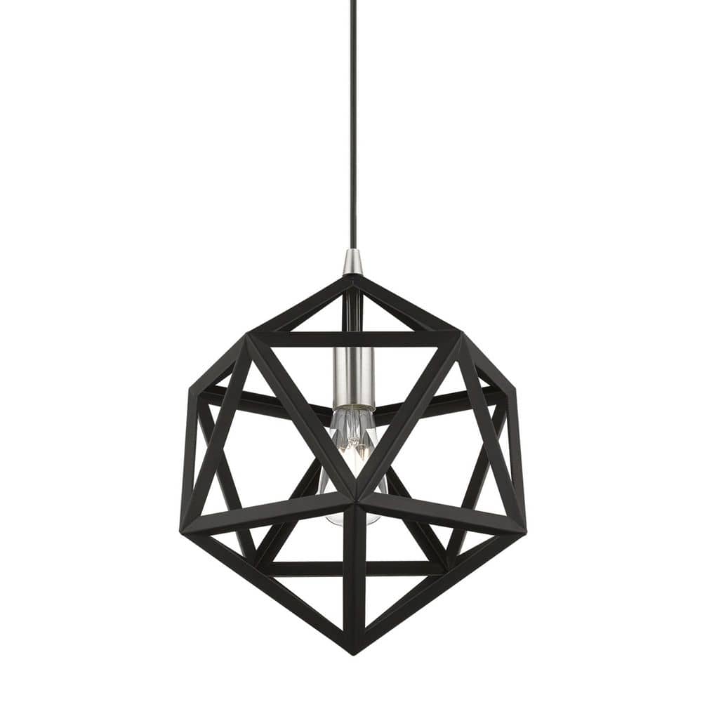 Black and Brushed Nickel Geometric Mini Pendant Light