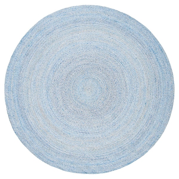 SAFAVIEH Cape Cod Blue 4 ft. x 4 ft. Braided Solid Color Round Area Rug