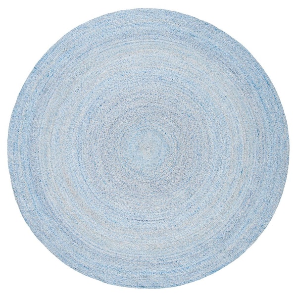 SAFAVIEH Cape Cod Blue 7 ft. x 7 ft. Braided Solid Color Round Area Rug