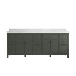 Sonoma 84 in. W x 22 in. D x 36 in. H Double Sink Bath Vanity in Pewter Green with 2" Empira Quartz Top