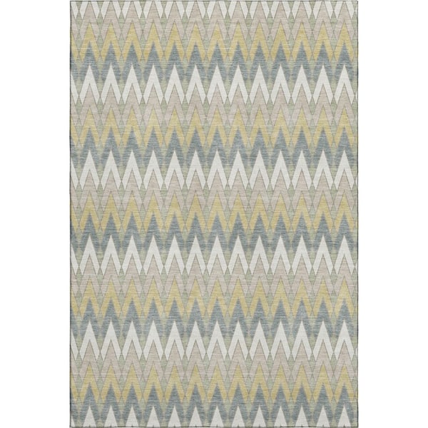 Mayfield Premium Machine Washable Abstract AMF2558 Ivory 10 ft. x 14 ft. Area Rug