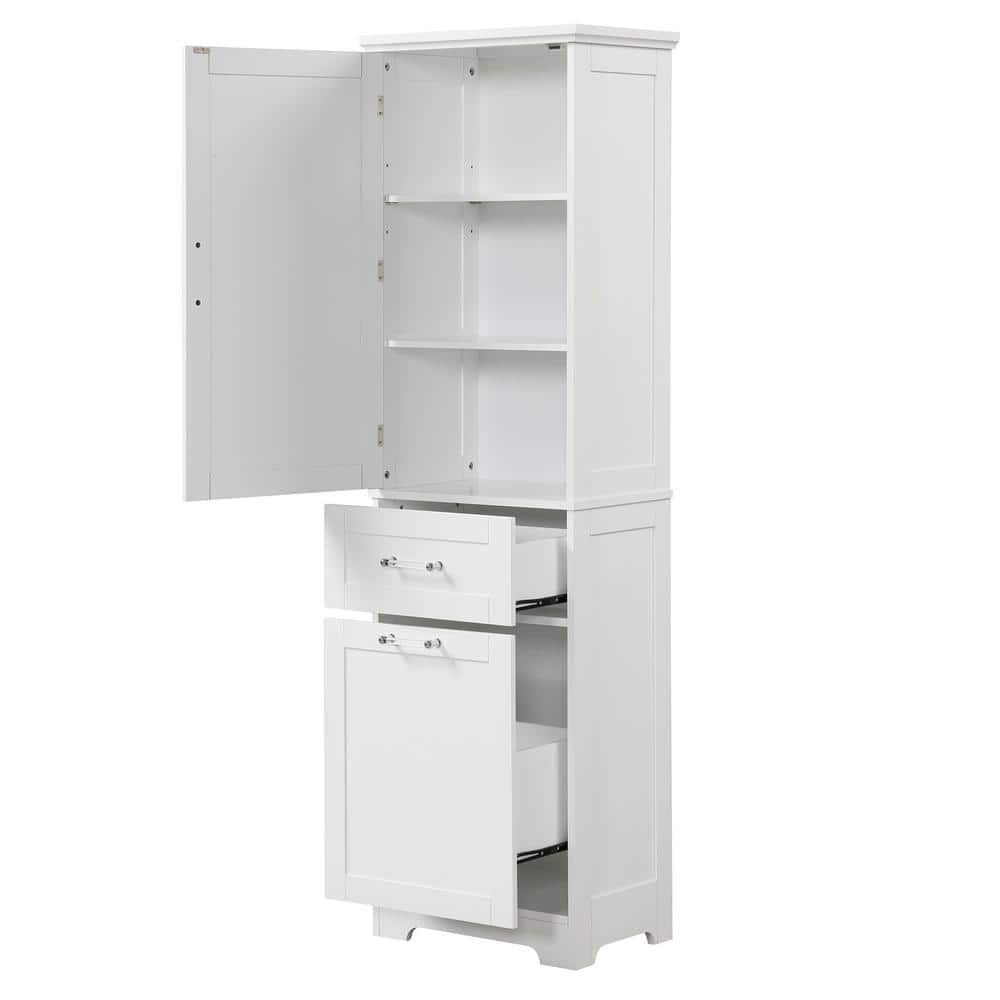 20 in. W x 13 in. D x 68.1 in. H Bathroom White Linen Cabinet