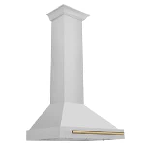 Autograph Edition 30 in. 400 CFM Ducted Vent Wall Mount Range Hood with Champagne Bronze Handle in Stainless Steel