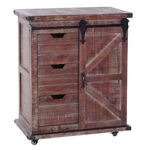 Graham 1-Z-frame Sliding Barn Door Natural Black Fir Wood Metal Cabinet
