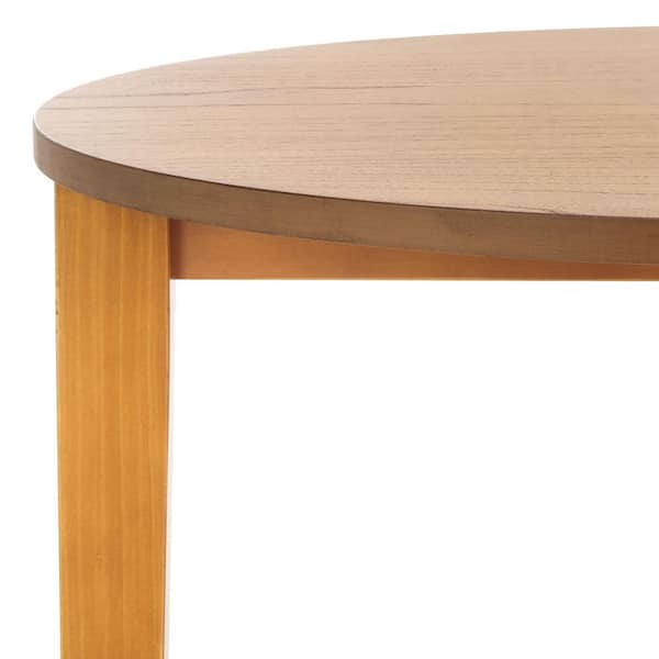 SAFAVIEH Leonardi 23.5 in. Natural Round Wood End Table SFV1321B
