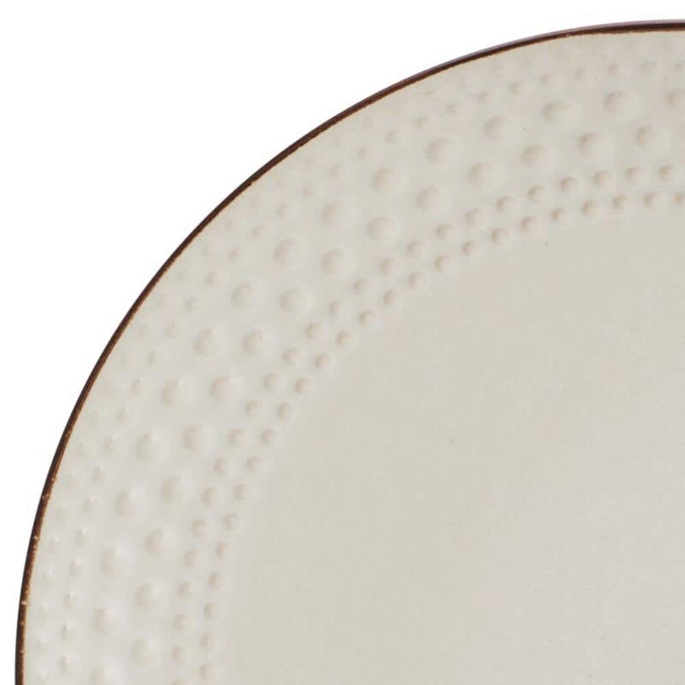 Beige Ceramic 12-Piece Dinnerware Set with Beaded Design