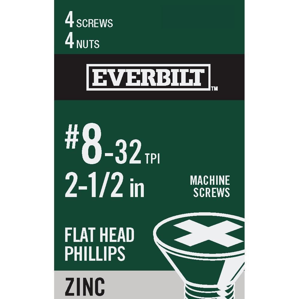 Everbilt #8-32 X 2-1/2 In. Phillips Flat Head Zinc Plated Machine Screw ...