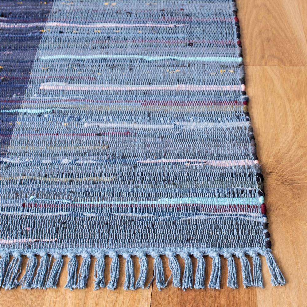 Coastal Charm Blue & Multi Handwoven Cotton Rag Rug - 5' x 8'