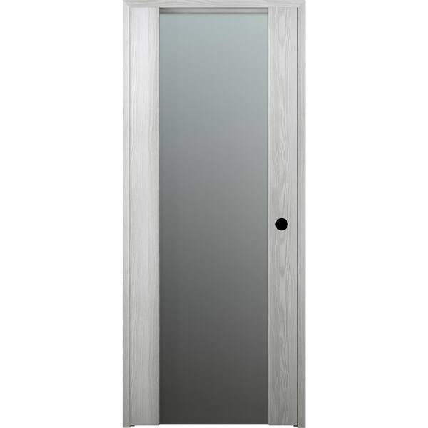 Belldinni Vona 202 18in.x 84in. Right-hand Frosted Glass Solid Composite Core Ribeira Ash Wood Single Prehung Interior Door
