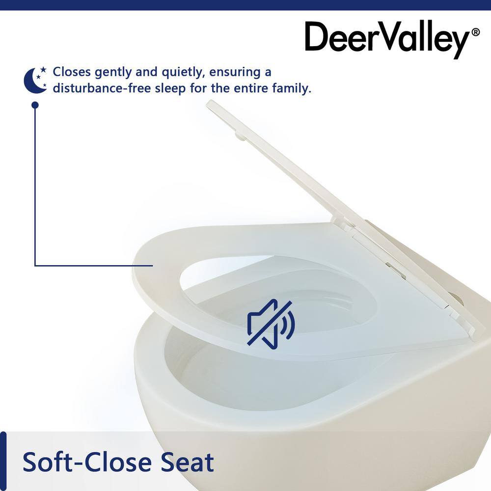 Beige Ceramic Elongated Wall-Mounted Dual Flush Toilet