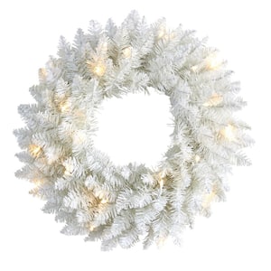 18 in. Prelit LED Colorado Spruce Artificial Christmas Wreath with 129 Bendable Branches and 20 Warm LED Lights
