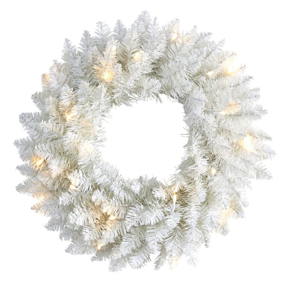 Nearly Natural 18 in. Prelit LED Colorado Spruce Artificial Christmas Wreath with 129 Bendable Branches and 20 Warm LED Lights