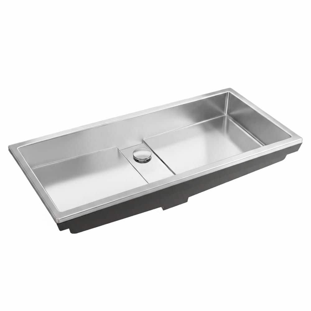 Ariaso 33 in. Semi-Recessed Drop-In Ramp Bathroom Sink in Silver price history on PriceWatchPro