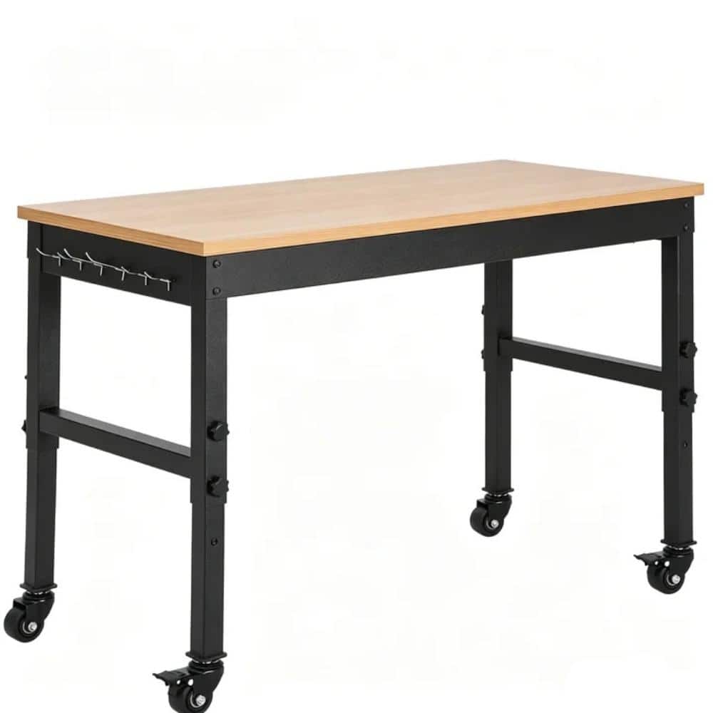 "48""x24"" Heavy Duty Workbench with Solid Wood Top & Rolling Wheels, 2200 Lbs Load Capacity, 29.5""-37"" Adjustable Height" price history on PriceWatchPro