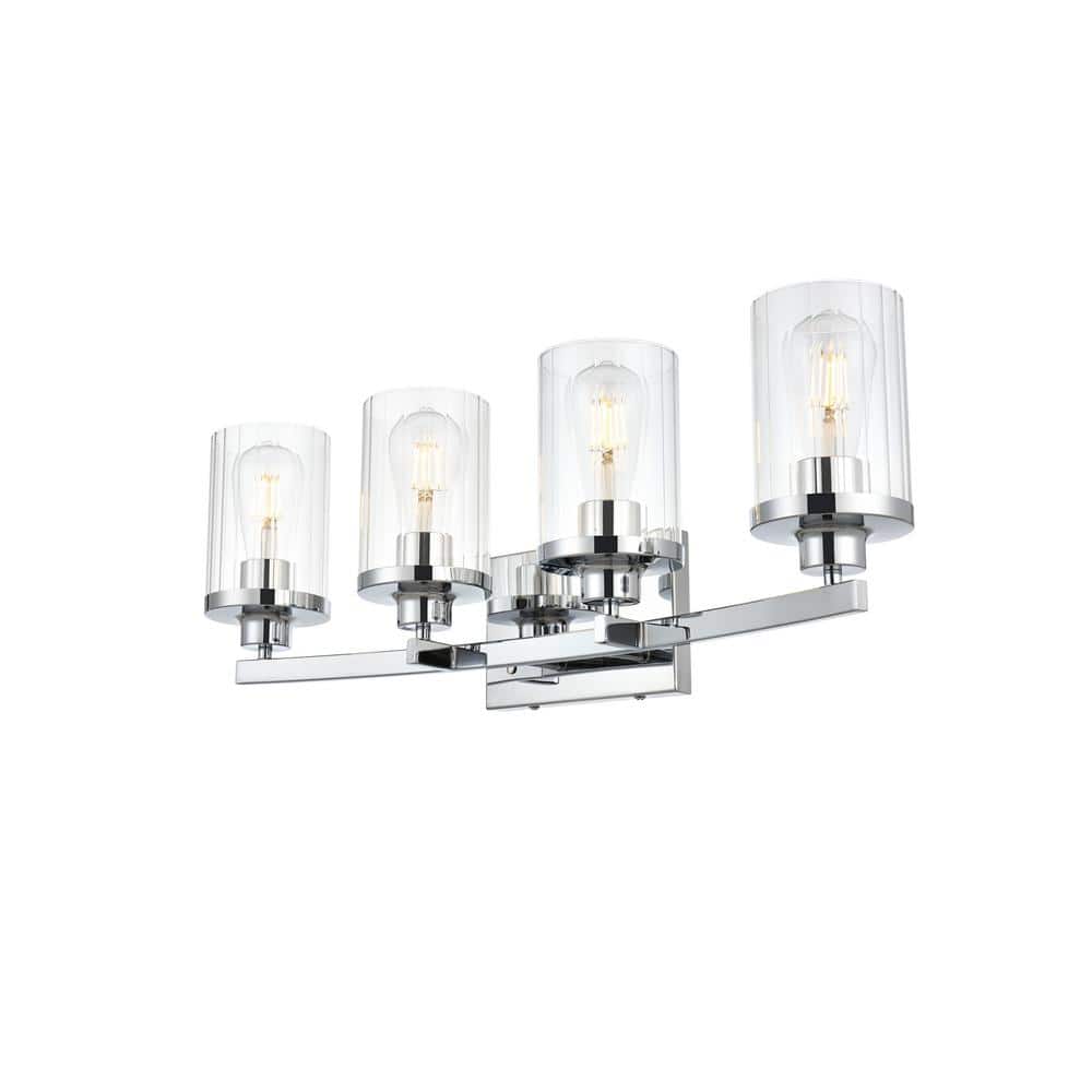 Dariela 4-Light Chrome and Clear Glass Vanity Light