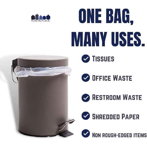 Hand-E Small Trash Can Liners, 100 Count - 4 Gallon Garbage Liners - 22  Microns Thick, Gray Transparent