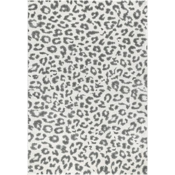 Leopard Print Grey 10 ft. x 13 ft. Indoor Area Rug