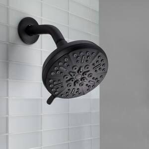5-Spray Patterns with 2.5 GPM 5 in. H Single Wall Mount Fixed Shower Head in Matte Black