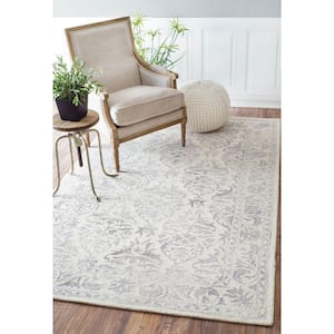 Krause Faded Floral Gray 8 ft. x 10 ft. Area Rug