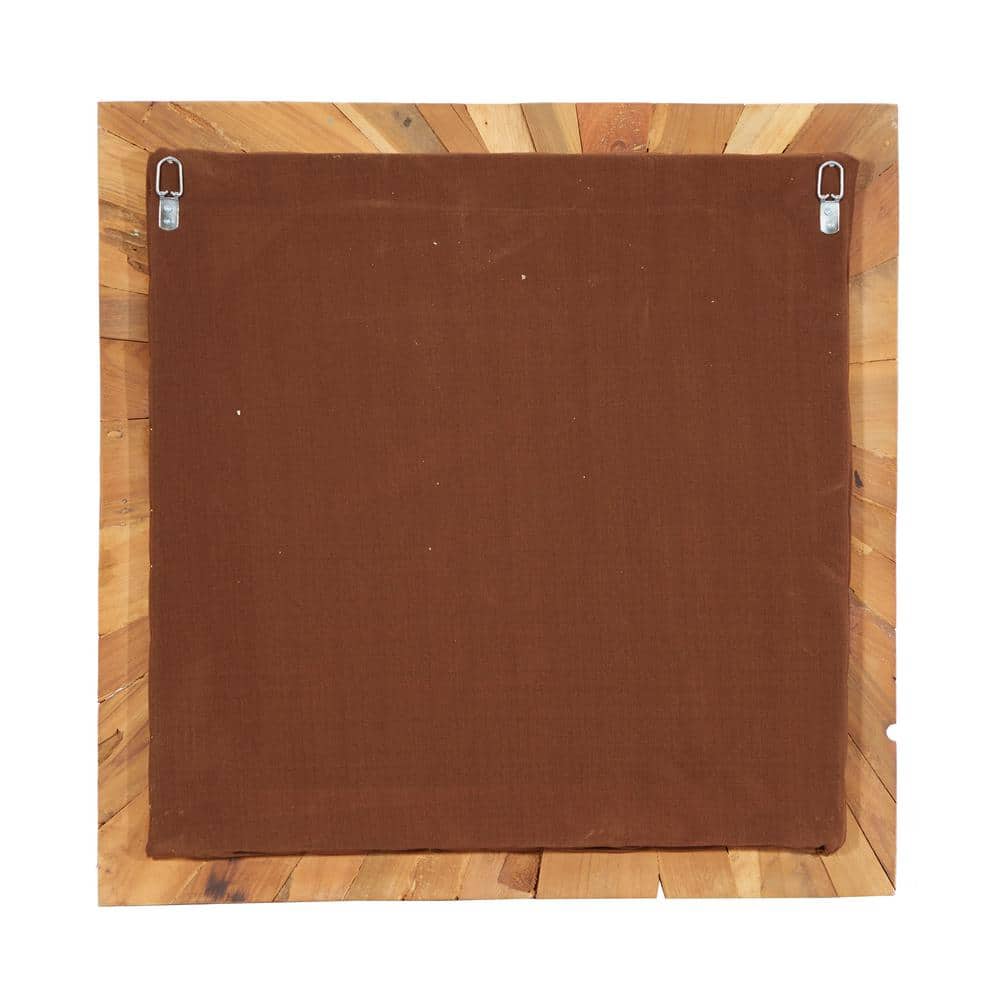 Teak Wood Multicolor Sunburst Wall Decor 28" Square