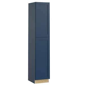 Newport Blue Painted Plywood Shaker Assembled Pantry Kitchen Cabinet Soft Close Right 18 in W x 24 in D x 84 in H