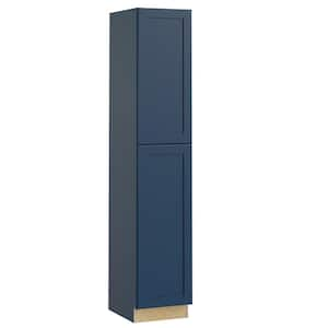 Newport Blue Painted Plywood Shaker Assembled Utility Pantry Kitchen Cabinet Soft Close 18 in W x 24 in D x 96 in H