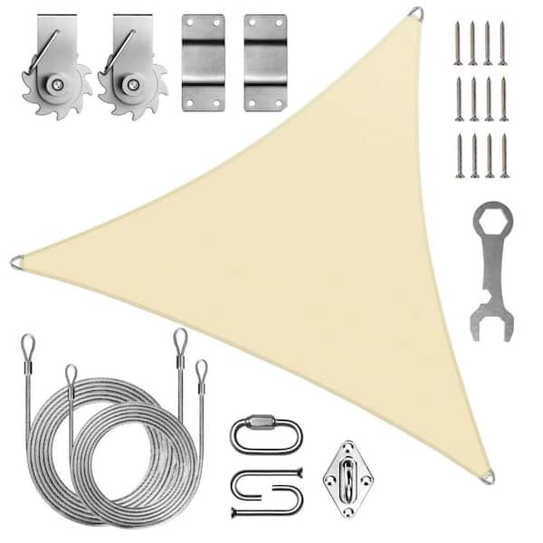 Pro Ring 32 ft. x 32 ft. x 32 ft. Triangle Sun Shade Sail with Hardware TAWAL-Beige