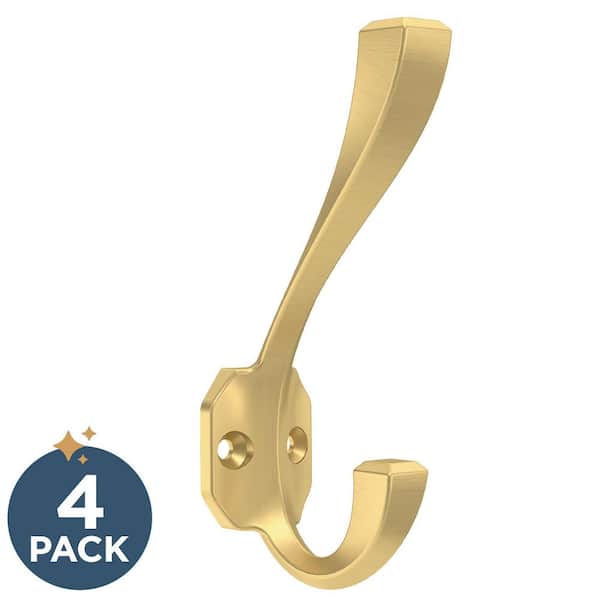 Franklin Brass 4-Pack Napier 4-3/4 in. H, Zinc 35 lb. Load Capacity Classic Coat and Hat Wall Hooks, Modern Gold