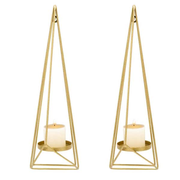 Unbranded Gold Metal Wall Candle Sconce Holder Set of 2, Modern Geometric Wall Candle Sconces Hanging Decorations