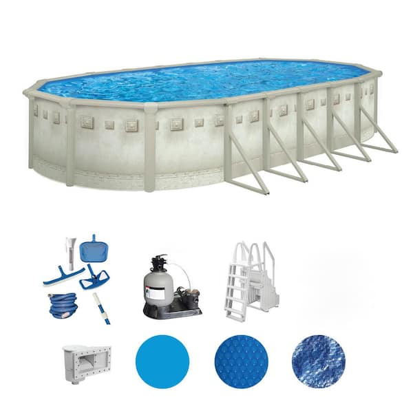 Palisades 18 ft. x 33 ft. Oval 52 in. Deep Above Ground Hard Sided Deluxe Pool Package