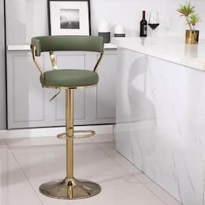 42.52 in. Avocado Low Back Metal Counter Bar Stool with PU Seat