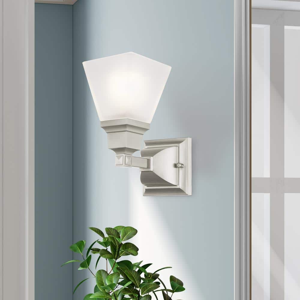 Elegant Brushed Nickel Wall Sconce with Satin Glass Shade