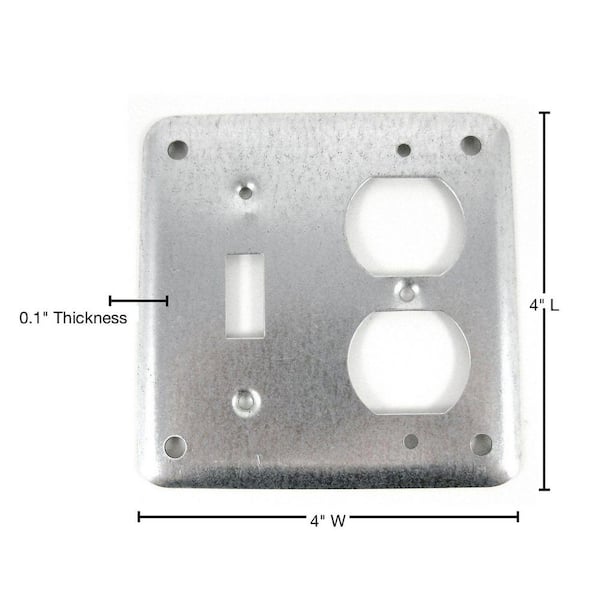 Steel City 2-Gang 4 in. Metallic Square Toggle Switch/Duplex