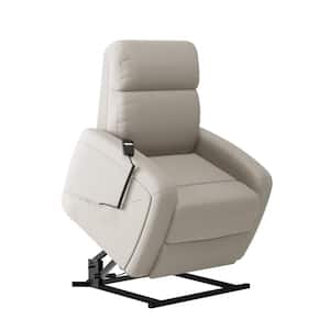 Cashmere Gray Velour Fabric Tufted Power Lift Recliner