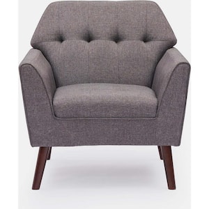 Gray Linen Fabric Arm Chair