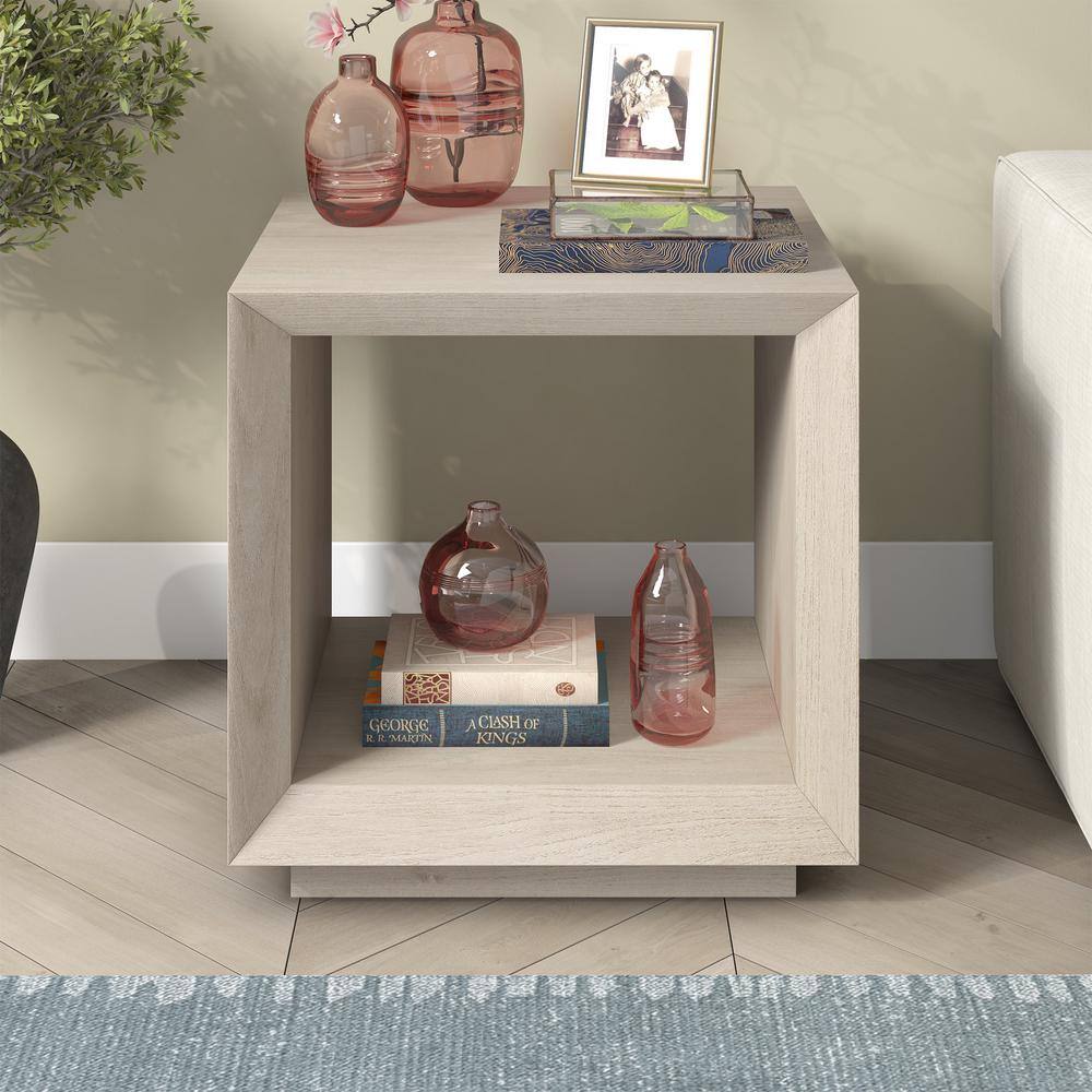 Tannen 22 in. Antiqued Gray Oak Rectangular MDF Top End Table - thumbnail 5