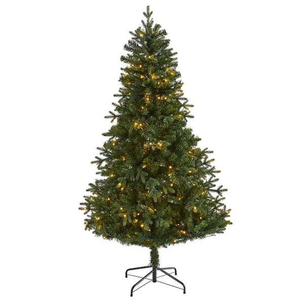 Nearly Natural 6 ft. Pre-Lit Vermont Fir Artificial Christmas Tree with ...