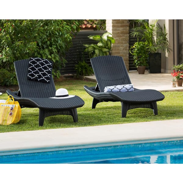 Keter Patio Chaise Lounge 2-Pack UV Protected Weave Resin Chair Furniture 