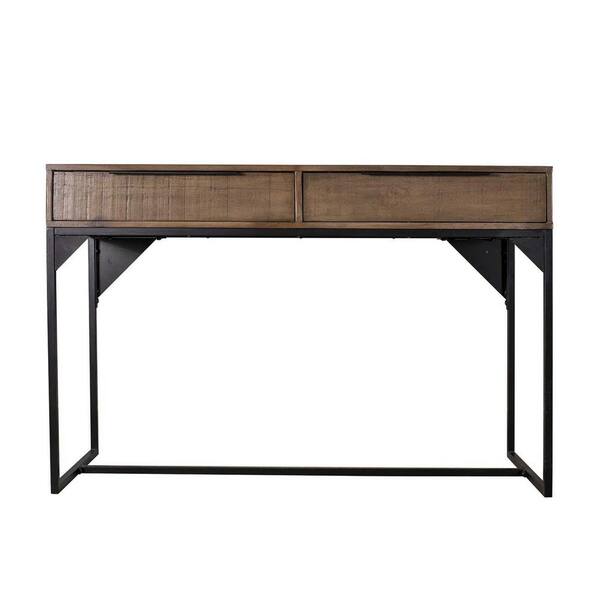 AndMakers Ohio 47 in. Ash Gray 2-Drawer Rustic Industrial Wood Home Office Writing Desk