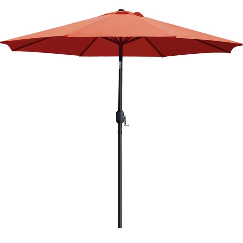 9 ft. Aluminum Pole Market Push Button Tilt Patio Umbrella in Orange